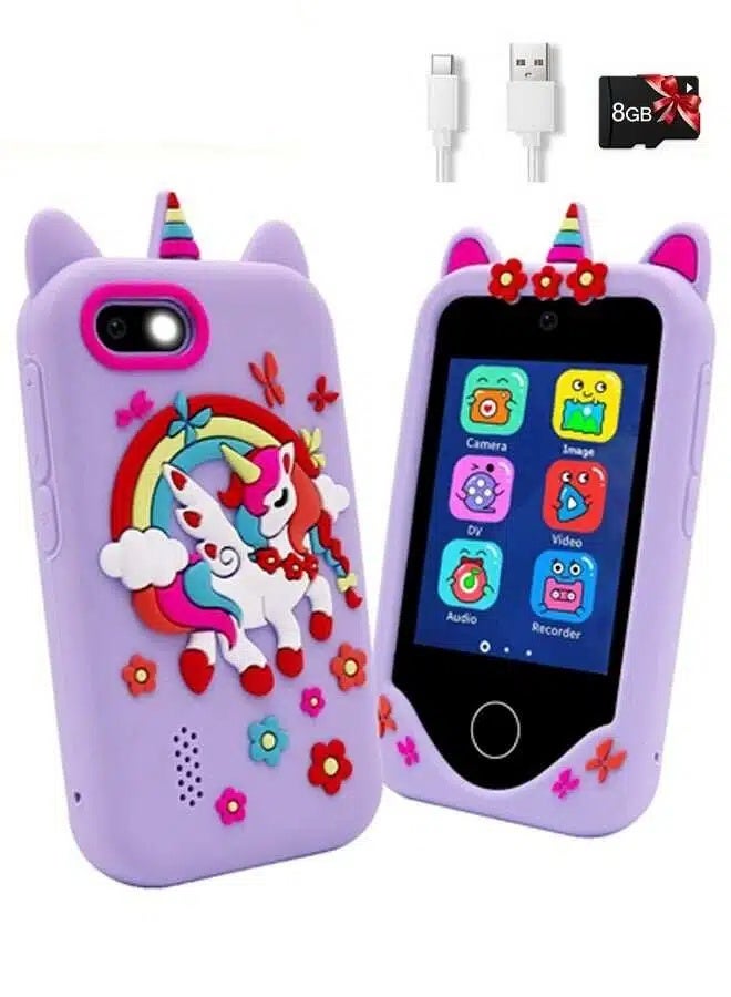 Kids Smart Phone Toys for Girls Ages 3-7 with Dual Camera - Toddler Phone Toys with Learning Games, Travel Toys with MP3 Music Player for Birthday Gifts for 3 4 5 6 7 Year Old Kids With 8G Card - Image 1